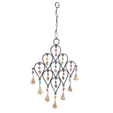 Globe Imports Globe Imports GI218IDB1 22 in. Inverted Drop Beaded Wrought Iron Wind Chime with Metal Bells GI218IDB1